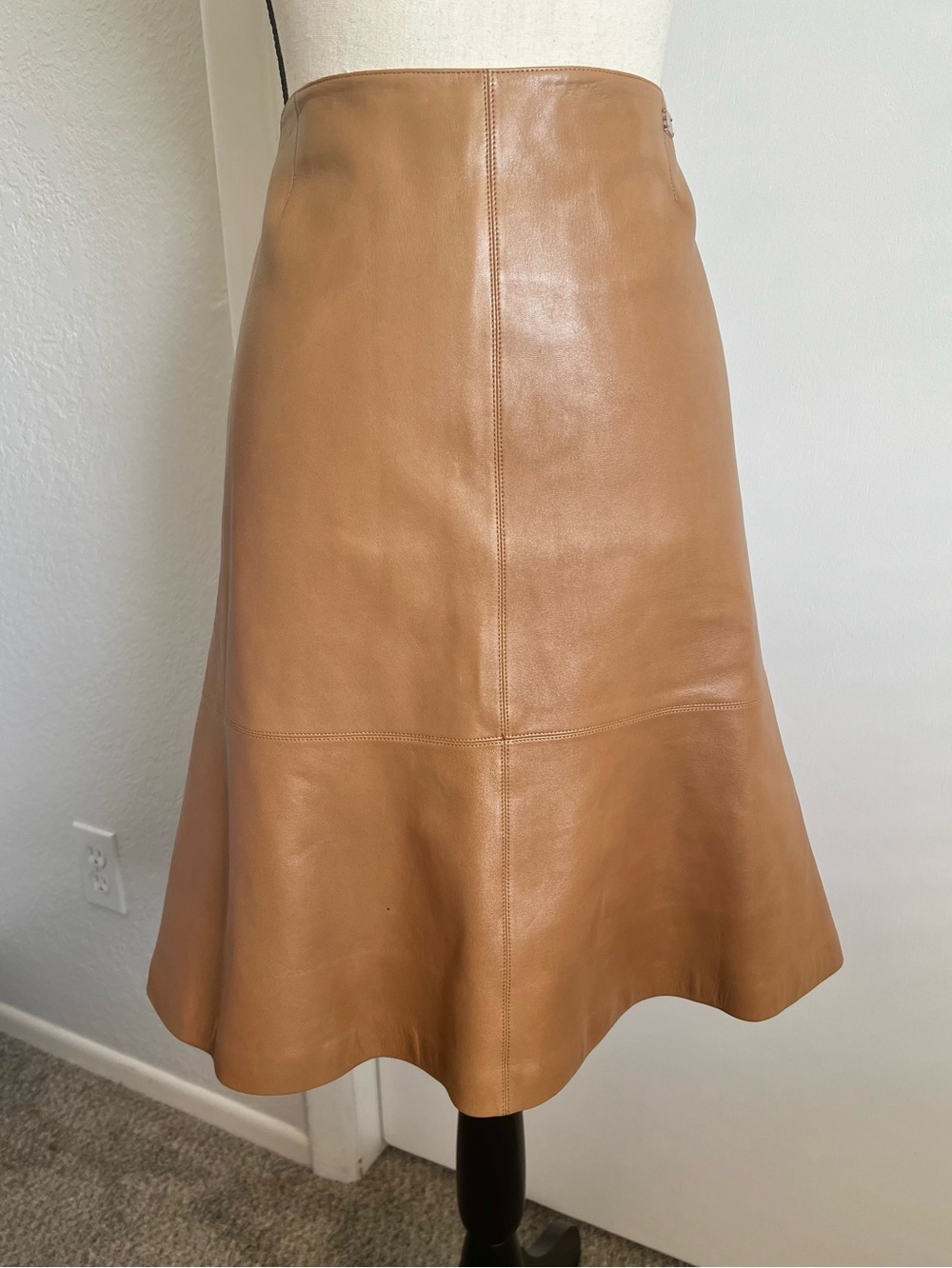 Chanel Leather Fluted Skirt